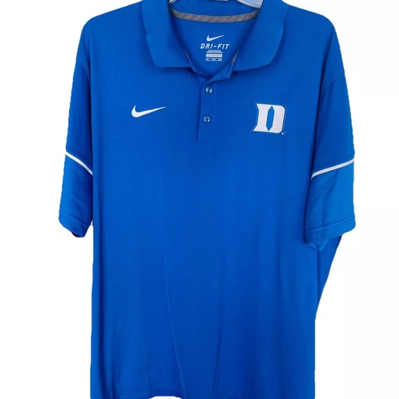 Duke Blue Devils Shirt Mens XXL Blue Nike Dri Fit Stretch Performance Polo - Picture 2 of 5